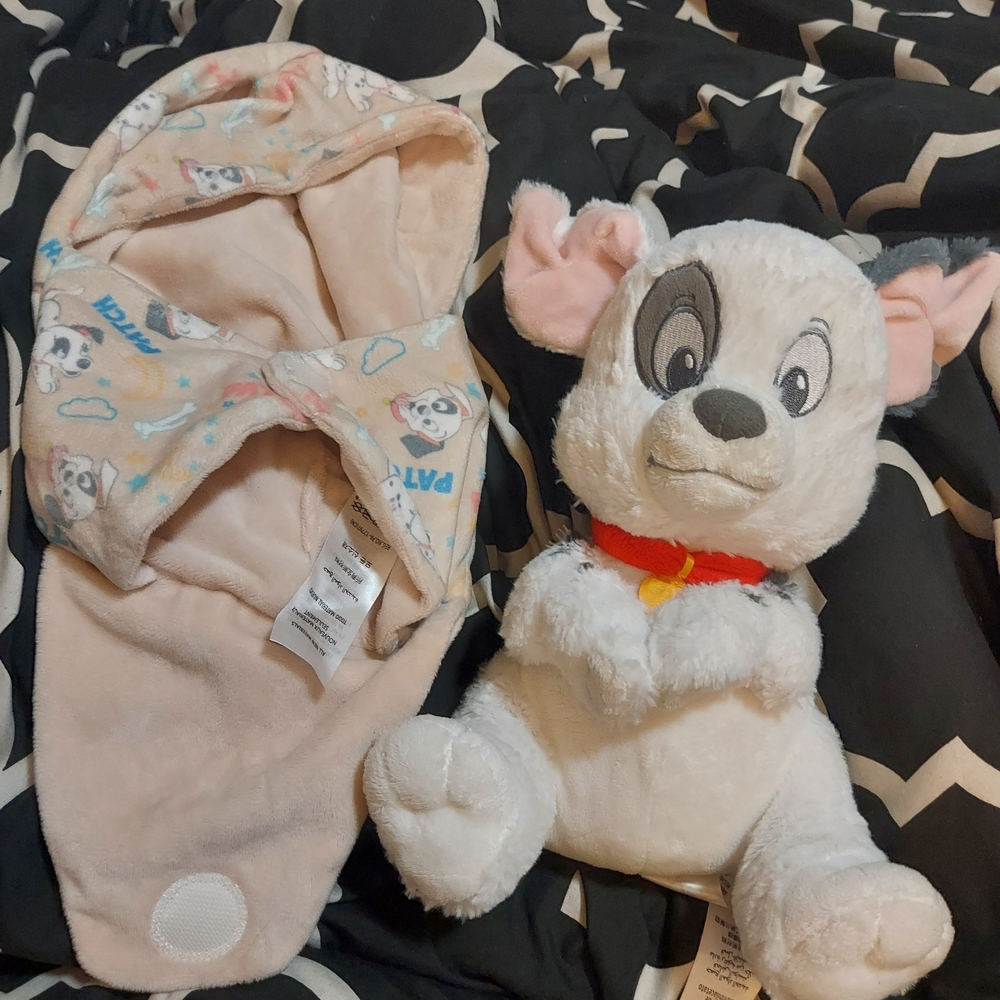 Disney Babies-101 Dalmatians - Patch Plush Toy Super Soft w/ Reversible Swaddle